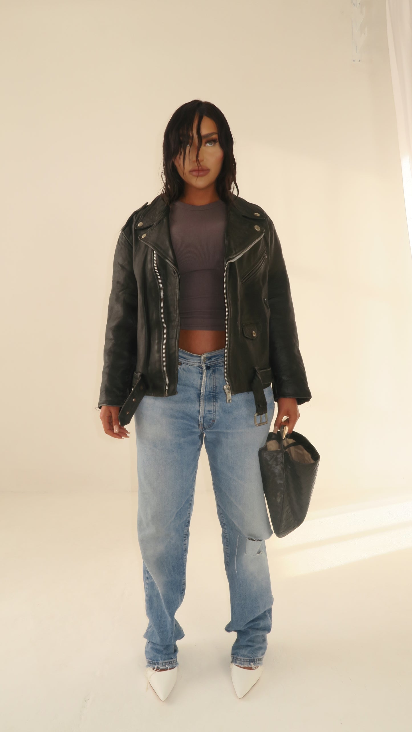 "NALA" CLASSIC WASHED VINTAGE LEATHER JACKET