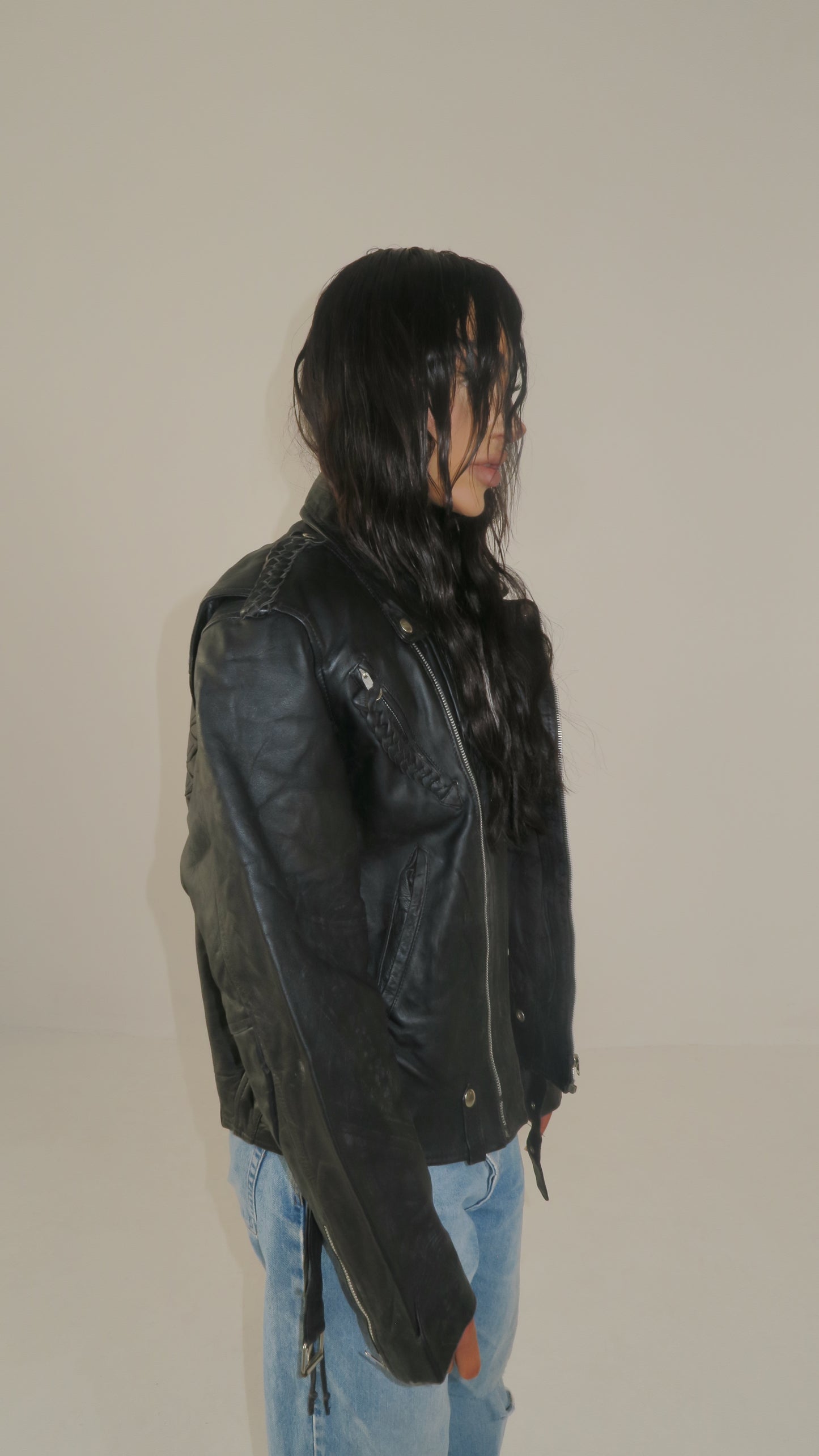 "AMARA" CLASSIC BLACK VINTAGE LEATHER JACKET