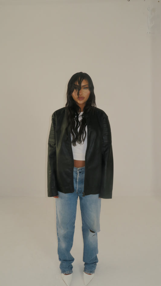 "JADE" CLASSIC BLACK VINTAGE LEATHER JACKET