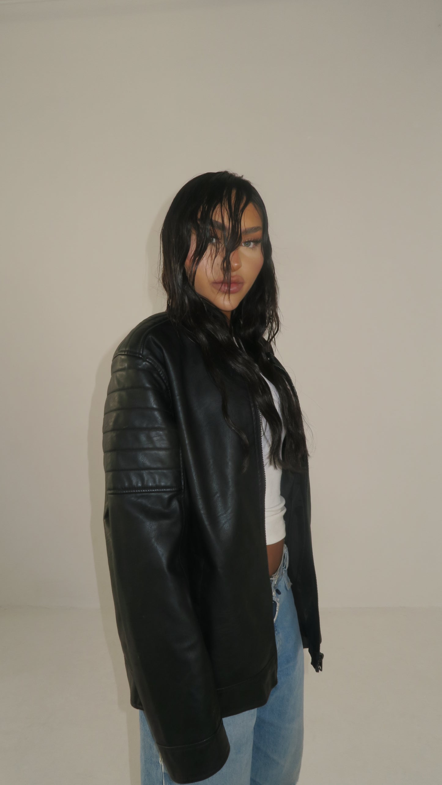 "JADE" CLASSIC BLACK VINTAGE LEATHER JACKET