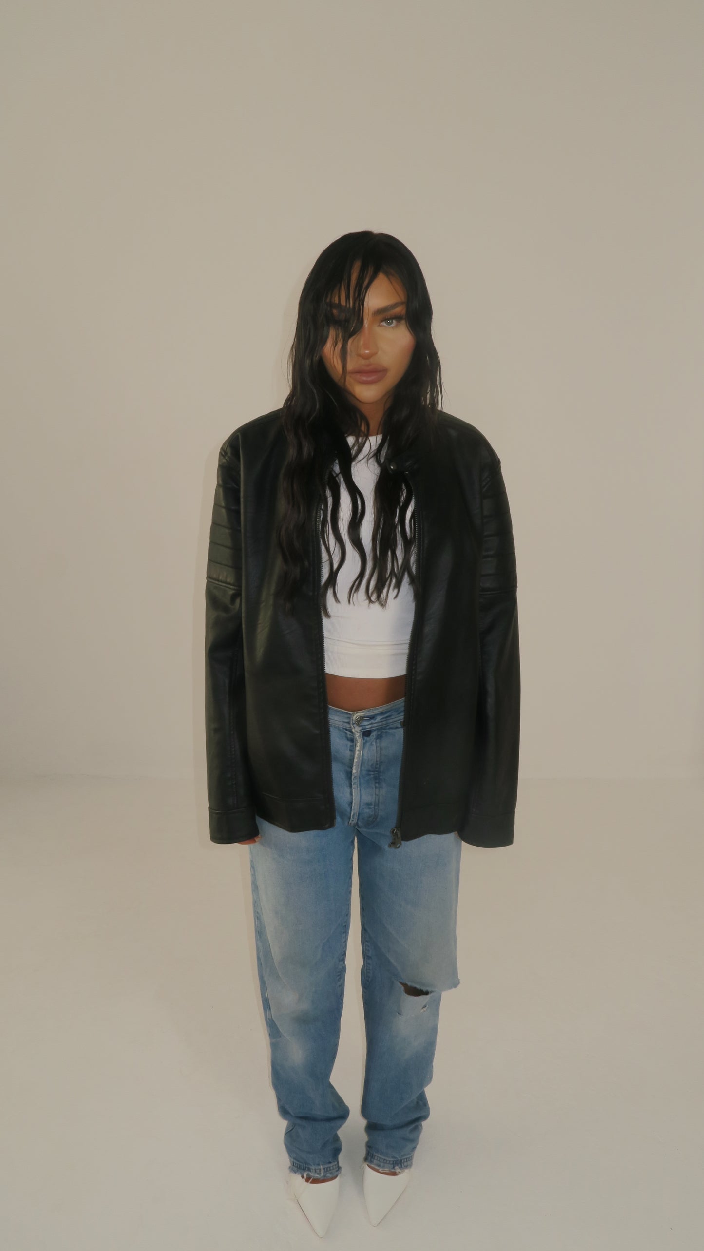 "JADE" CLASSIC BLACK VINTAGE LEATHER JACKET